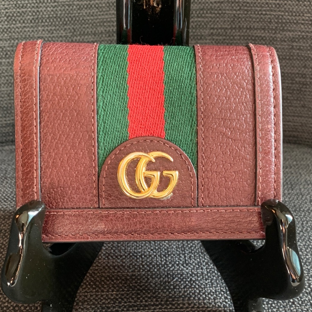 ❤️💋Gucci Ophidia Maroon Wallet with Red and Green Stripe💋❤️